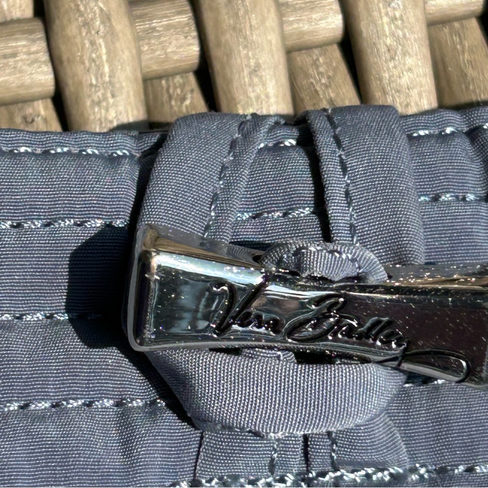 Vera Bradley Gray/Blue  Quilted Tote Tab Button Closure - Picture 3 of 12